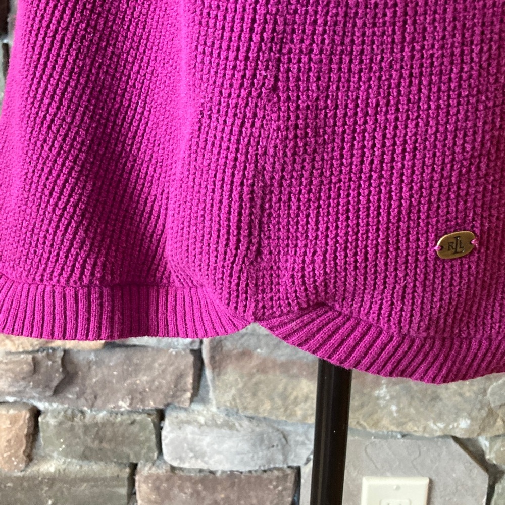 Lauren Ralph Lauren Waffle Knit Thermal Cowl Mock Neck Pullover Sweater - Picture 9 of 13
